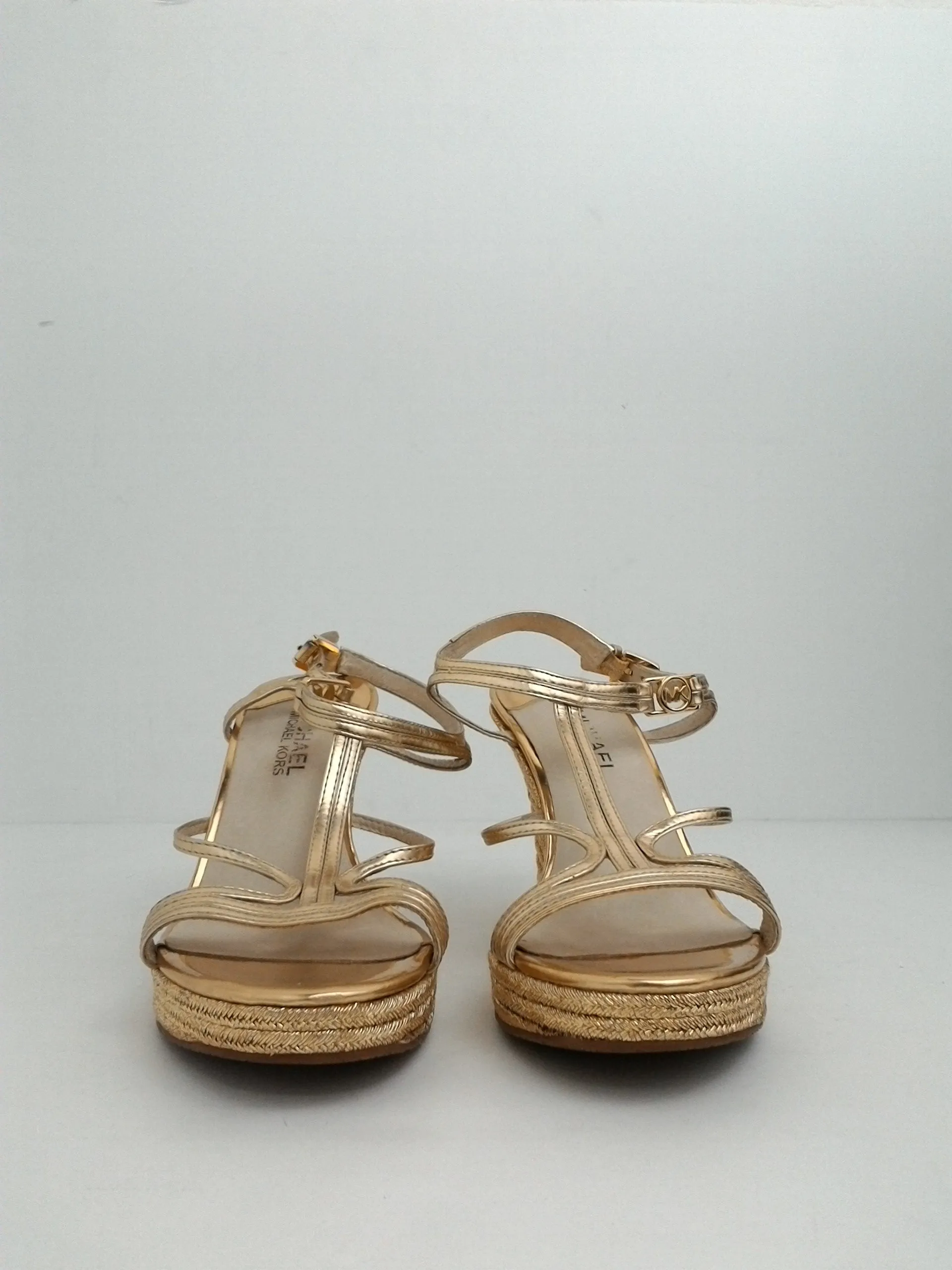 Michael Kors Women's Cicely Pale Gold Wedge Sandal Size 6