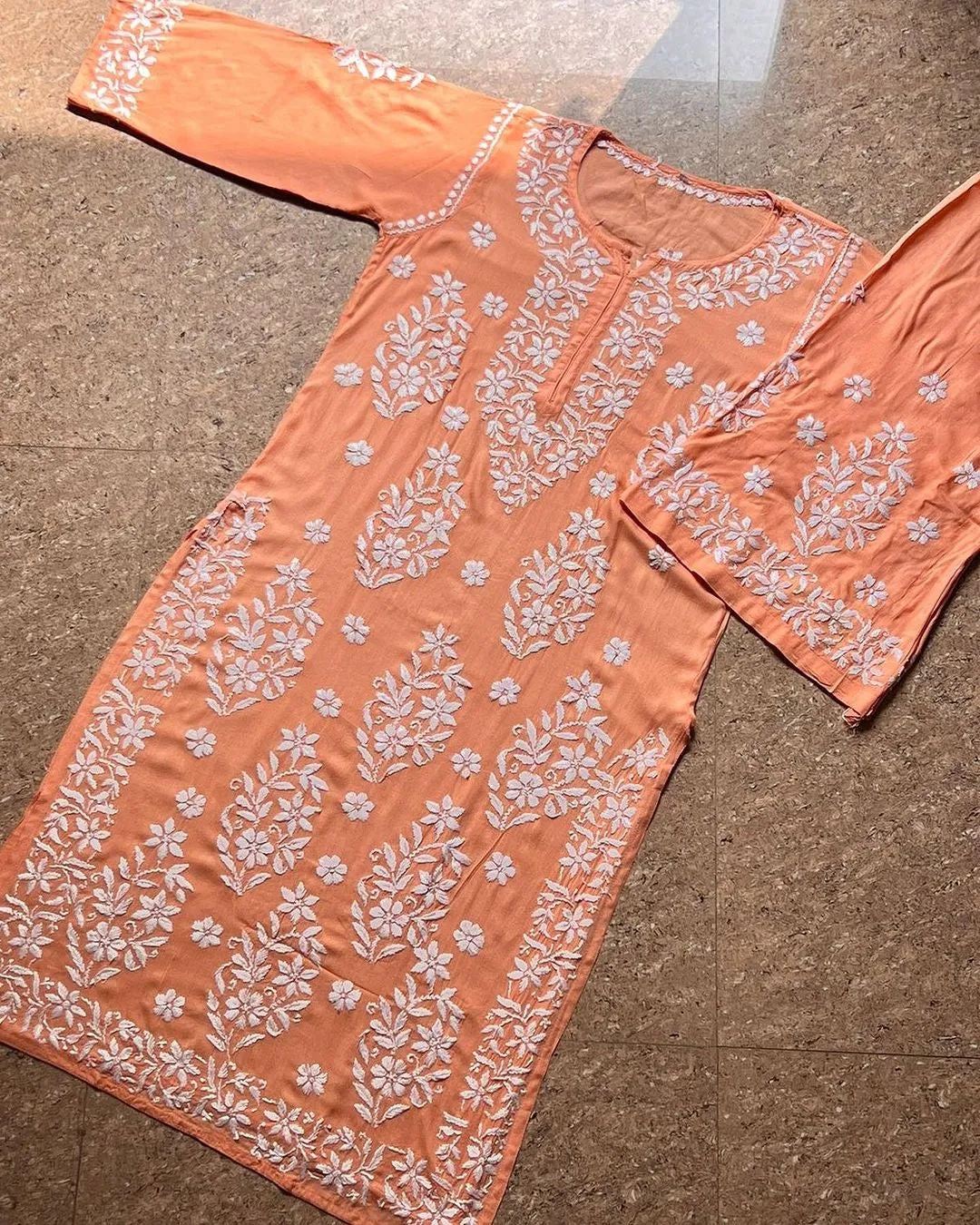 Mohini Peach Chikankari Co-ord Set