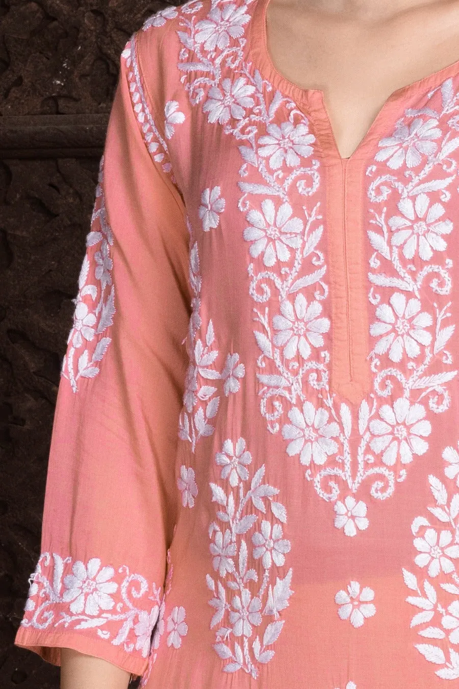 Mohini Peach Chikankari Co-ord Set