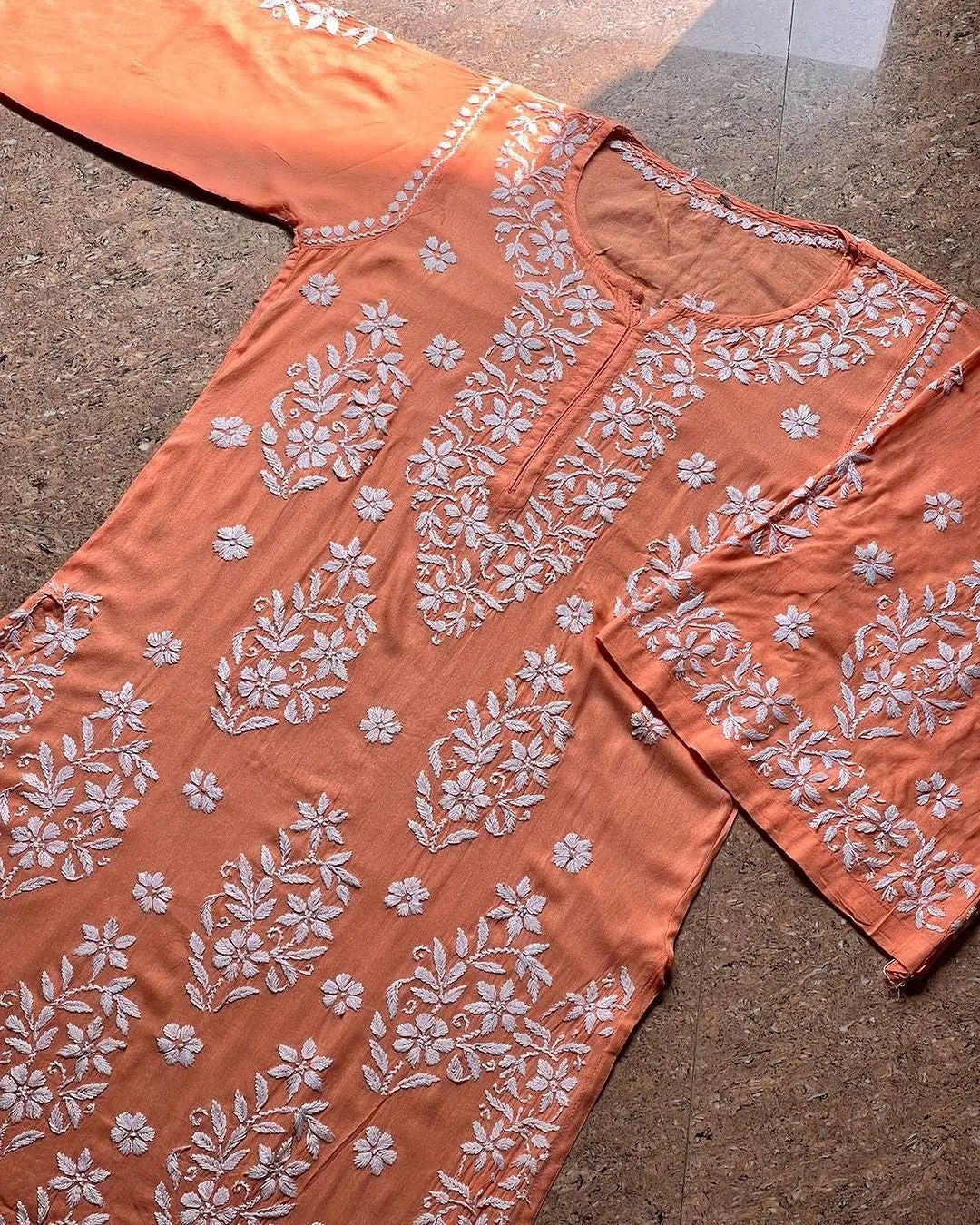 Mohini Peach Chikankari Co-ord Set