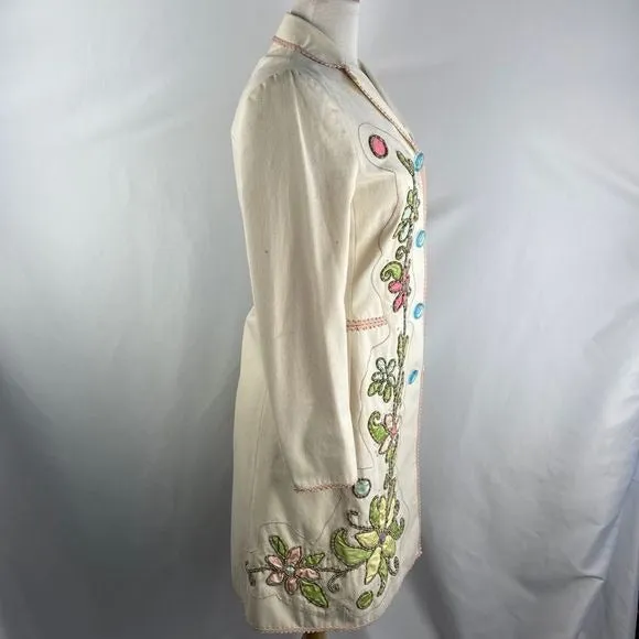 Moschino tanfloral embroidered 3/4 jacket