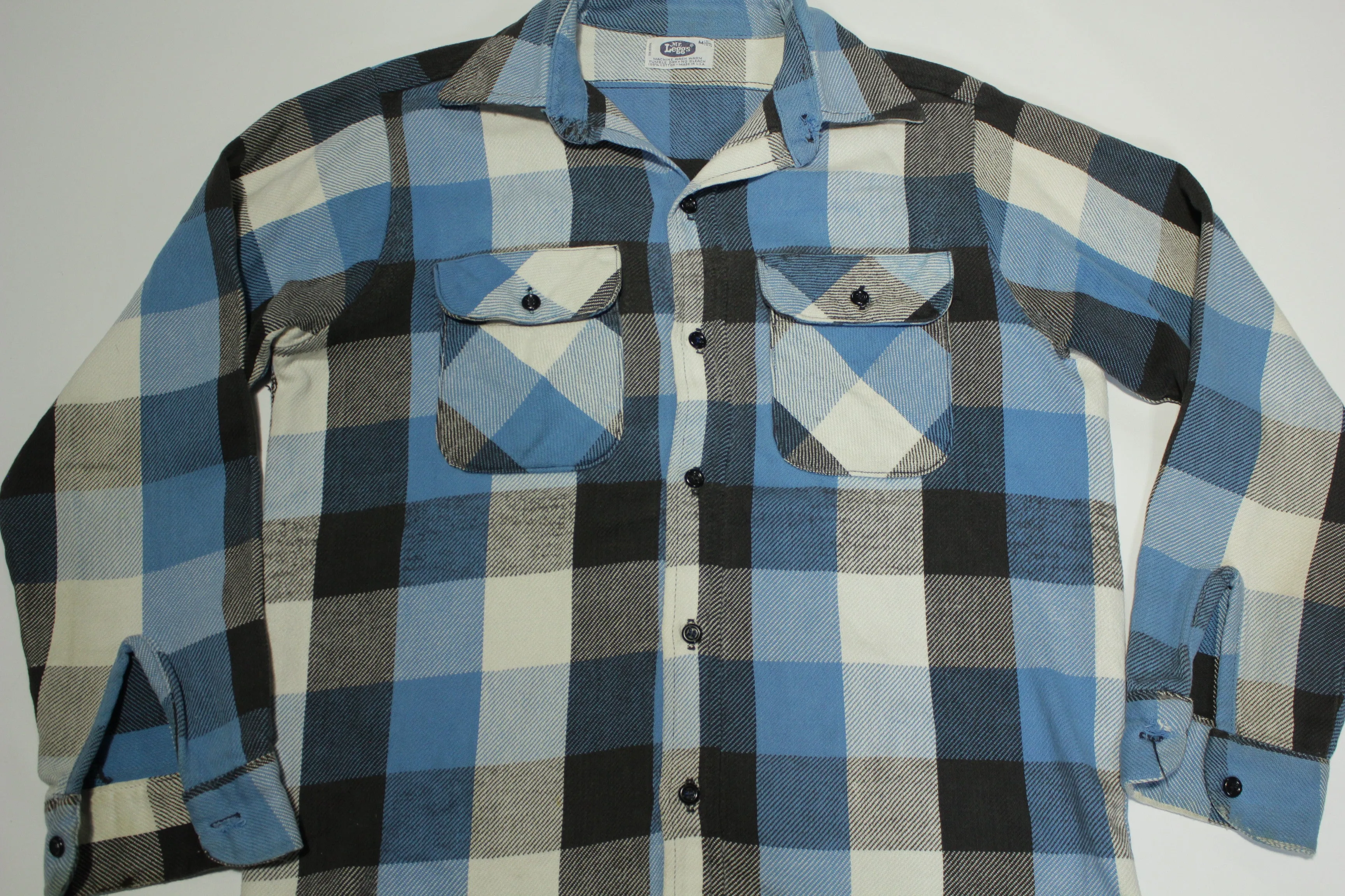 Mr Leggs Plaid Vintage 70s Cotton Button Up Classic Flannel Shirt