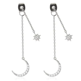 NO.1 Crescent Moon and Star Chain Drop Earrings