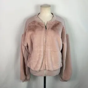 NWT Grey State PinkFaux Fur Bomber