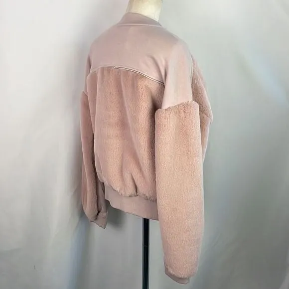 NWT Grey State PinkFaux Fur Bomber