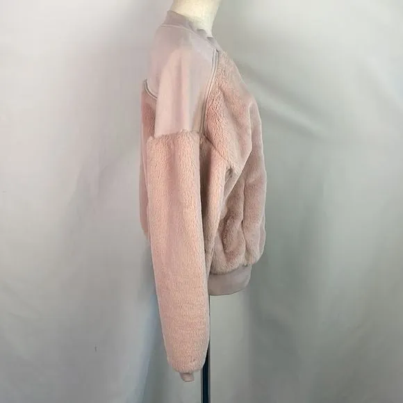 NWT Grey State PinkFaux Fur Bomber