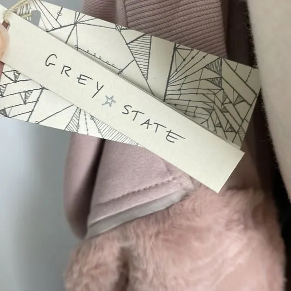 NWT Grey State PinkFaux Fur Bomber