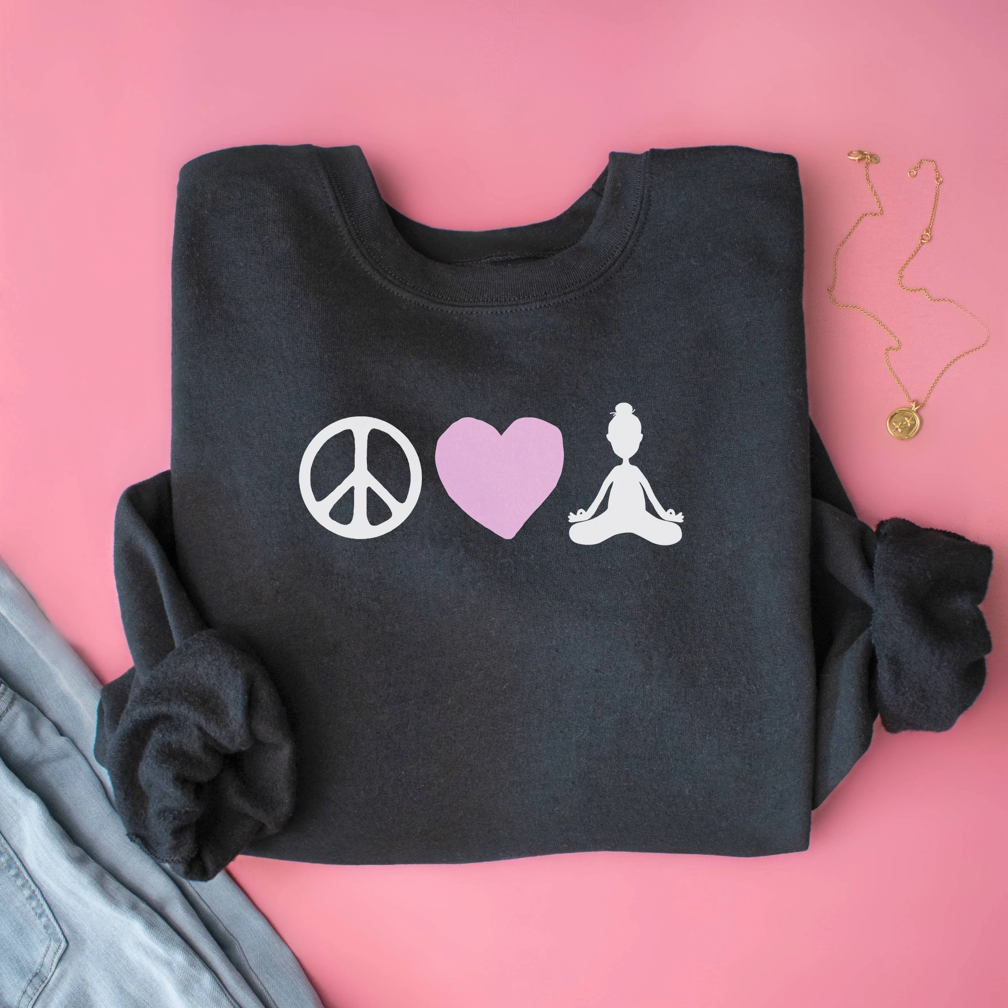 Peace, Love, Yoga - Crewneck Sweatshirt