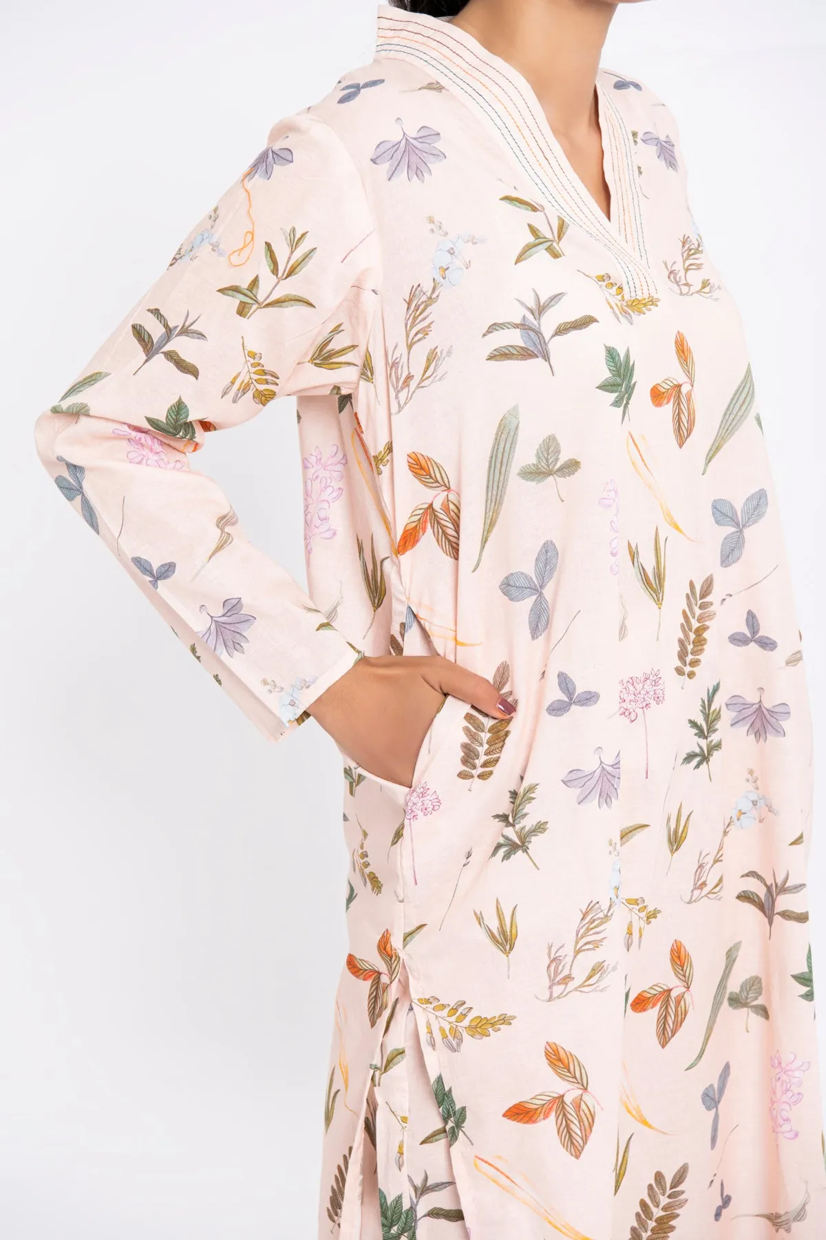 PEACH PRINTED CO-ORD SET S/T