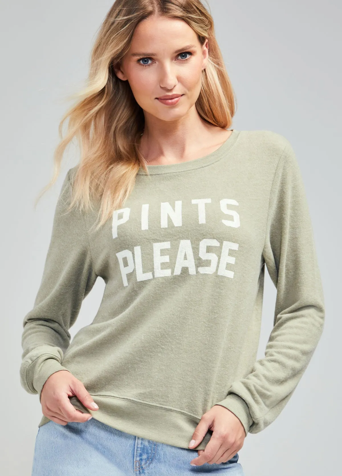 Pints Please Baggy Beach Jumper | Oil Green