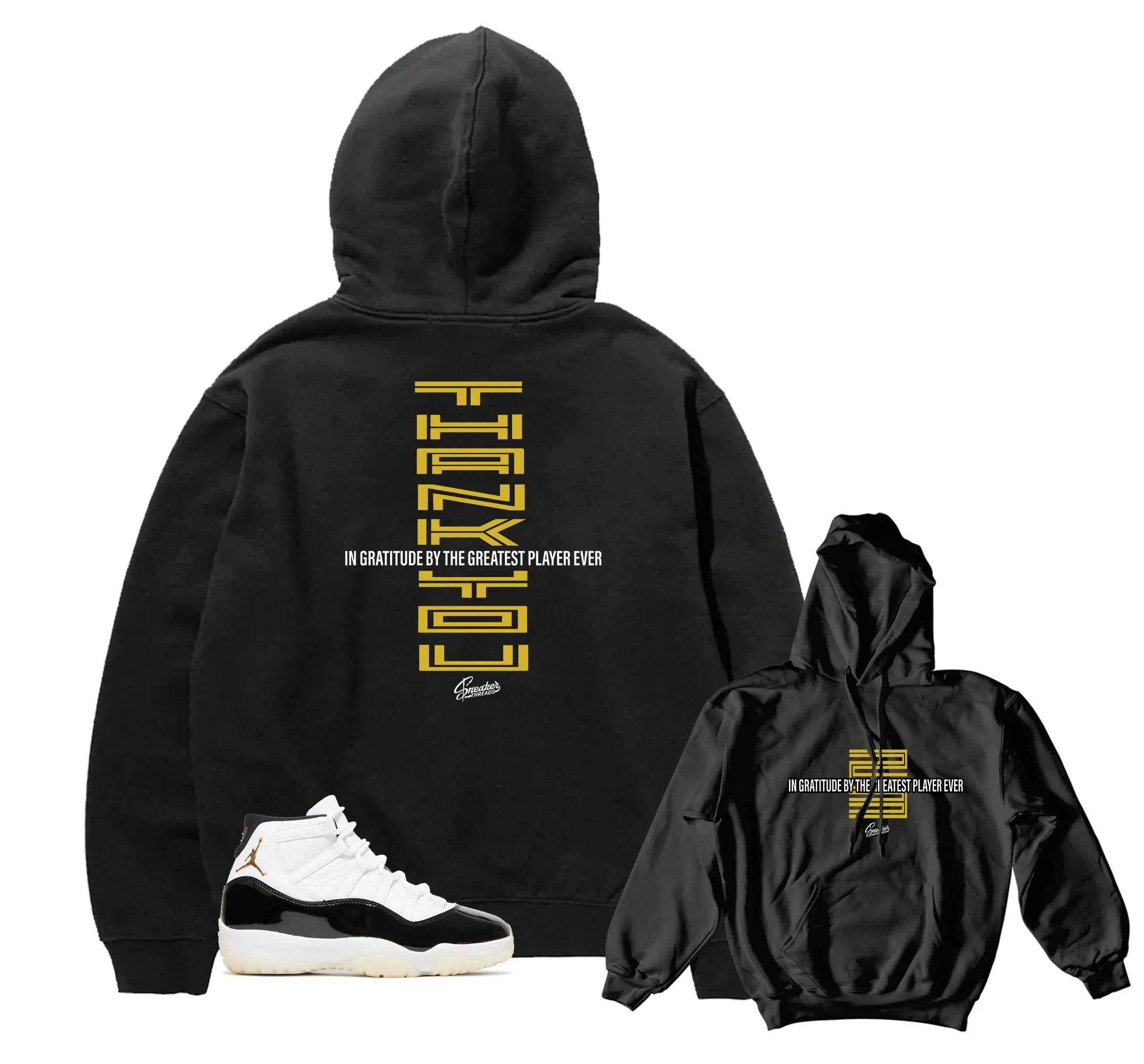 Retro 11 Gratitude Hoodie - Thank You - Black