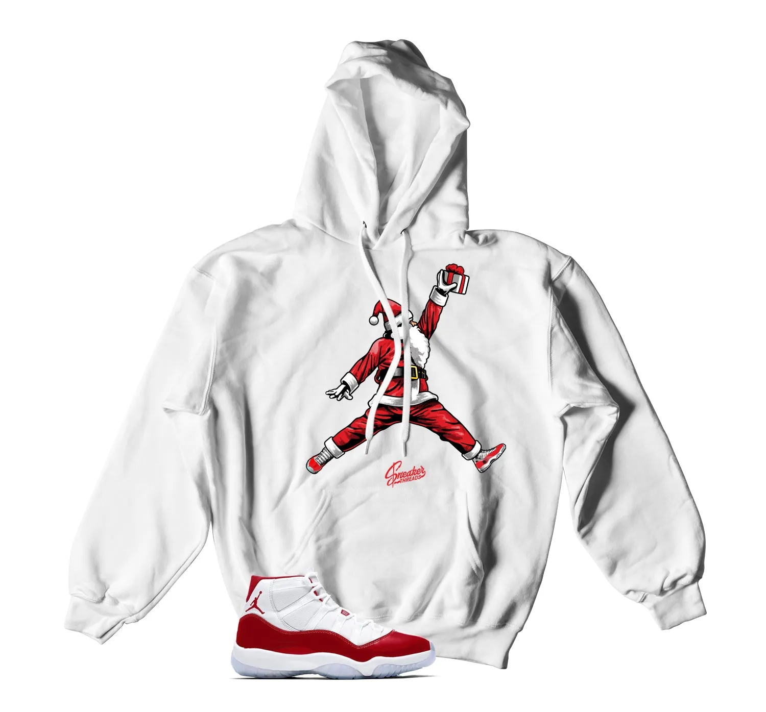 Retro 11 Varsity Red Hoody- Air Santa - White