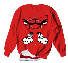 Retro 11 Varsity Red Sweater - Raging Face - Red