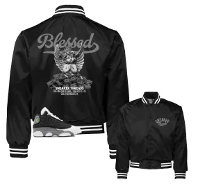 Retro 13 Black Flint Varisty Jacket - Blessed Angel - Black