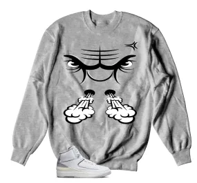 Retro 2 Cement Grey Sweater - Raging Face - Heather Grey