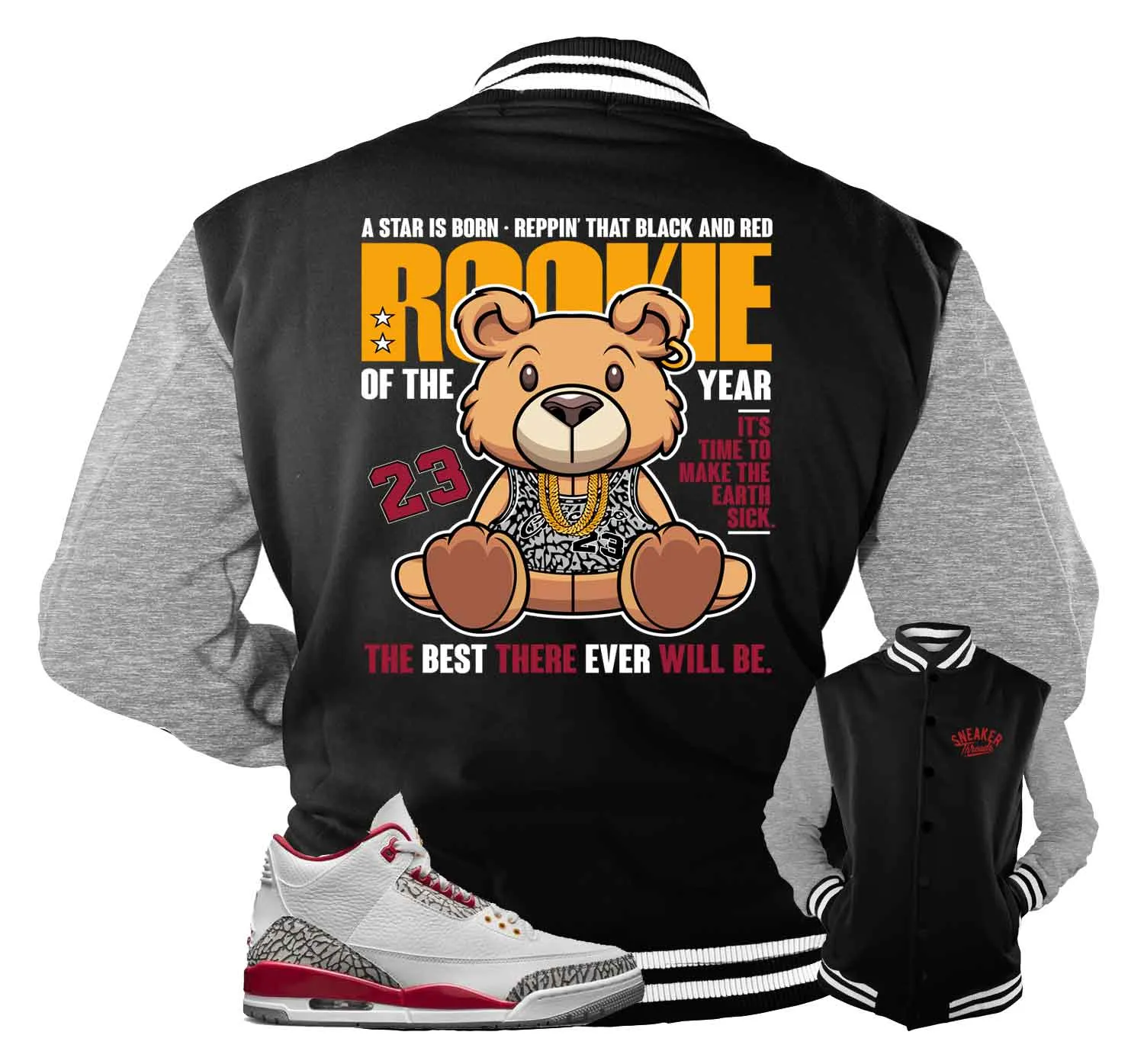 Retro 3 Cardinal Red Rookie Bear Jacket