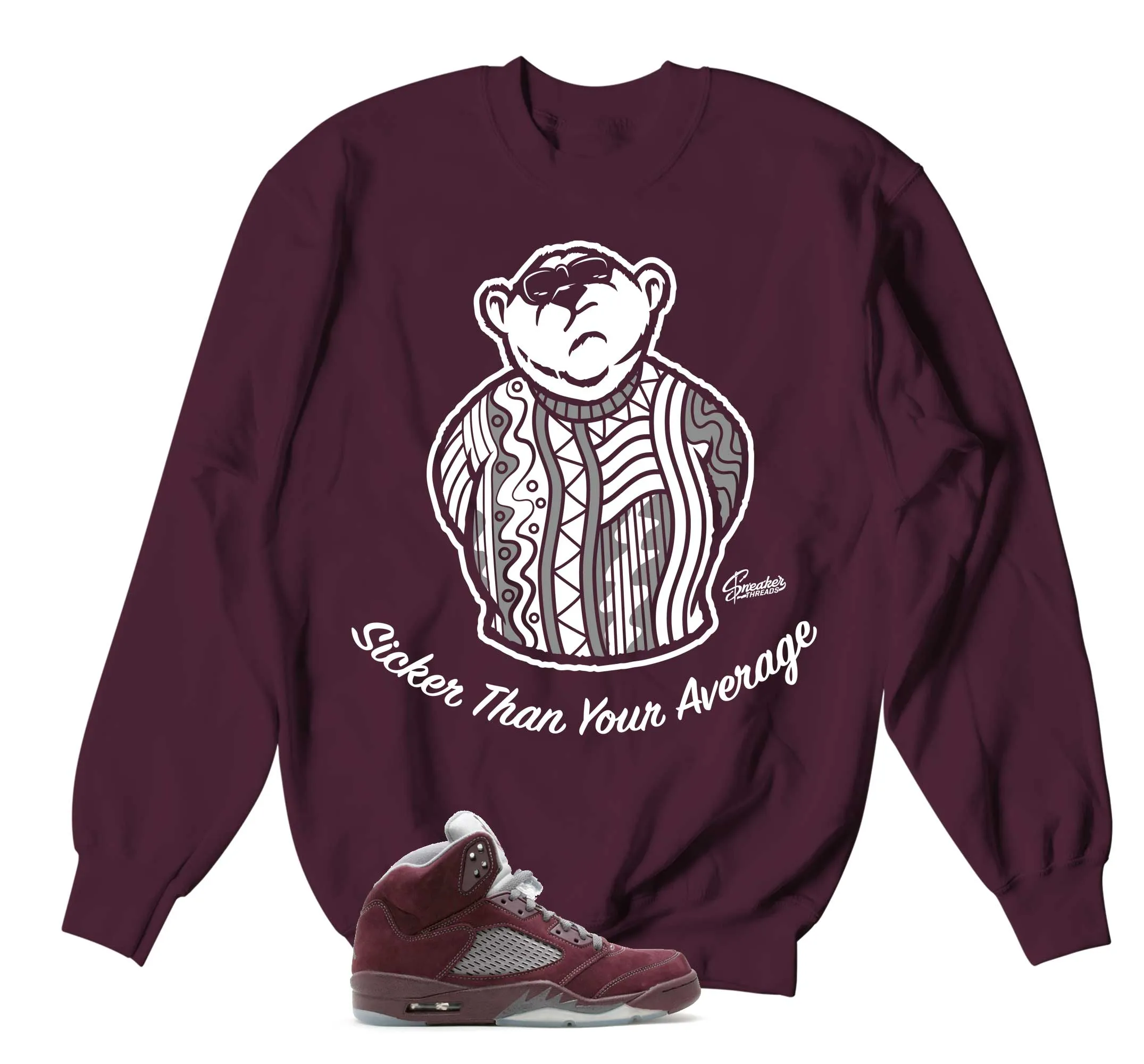 Retro 5 Burgundy Big Bear Sweater