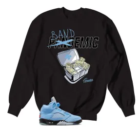 Retro 5 University Blue Sweater - Bandemic - Black