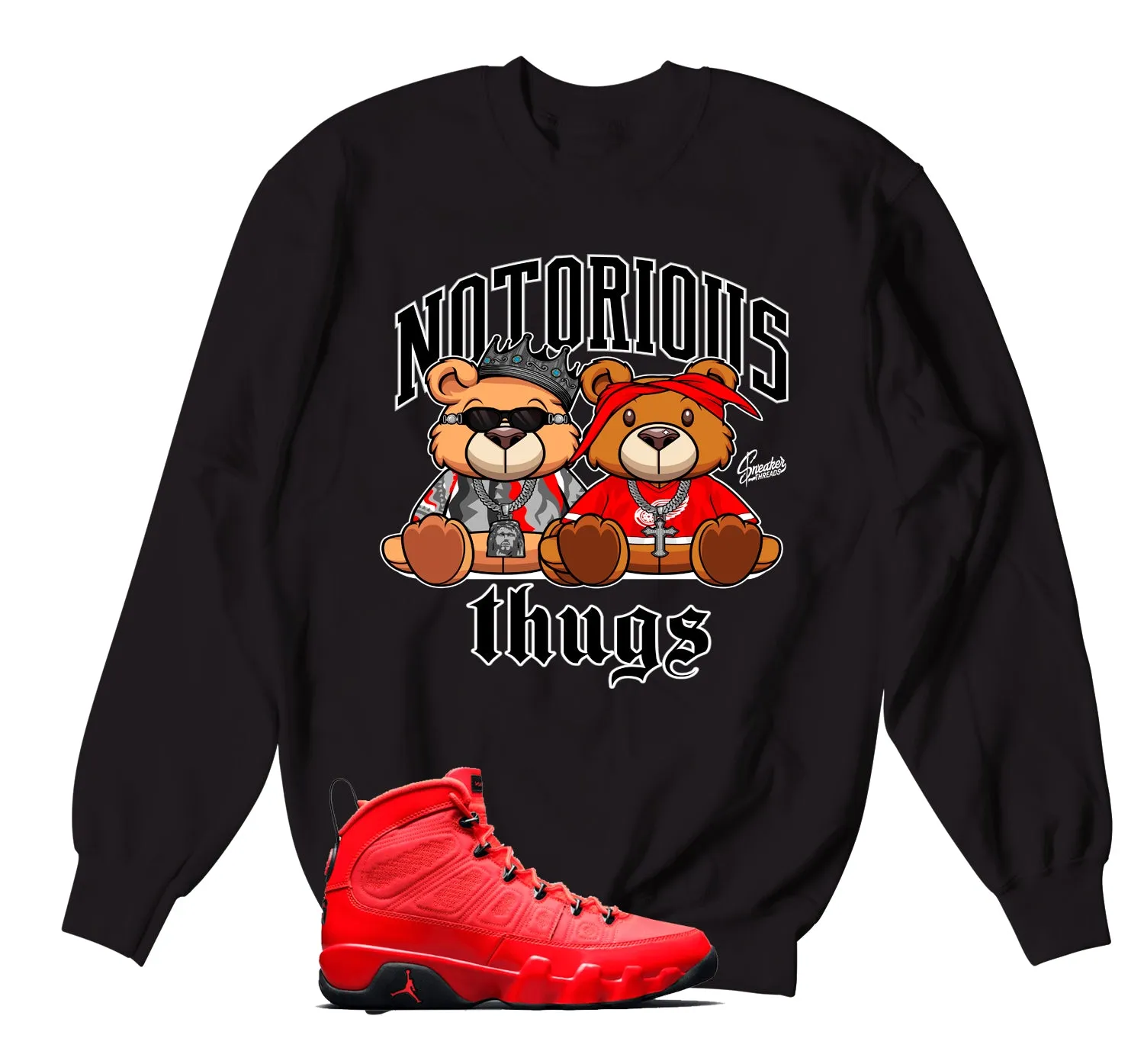 Retro 9 Chile Red Thug Bears Sweater