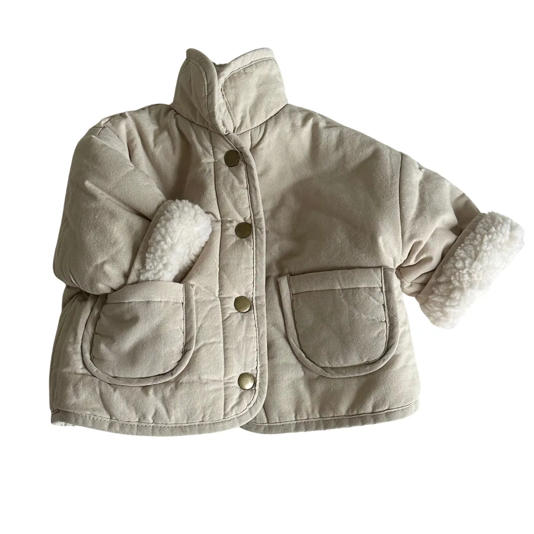 Reversible Teddy Coat - Stone