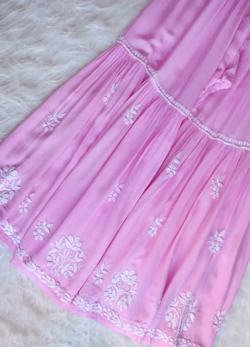 Ritu Pink Chikankari Gharara Set