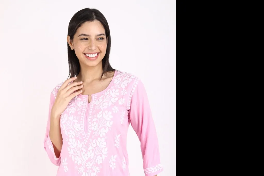 Ritu Pink Chikankari Gharara Set