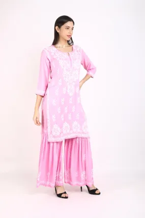 Ritu Pink Chikankari Gharara Set