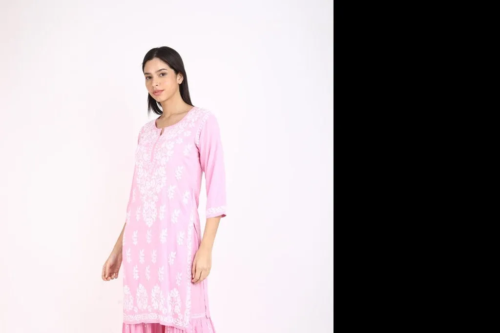 Ritu Pink Chikankari Gharara Set