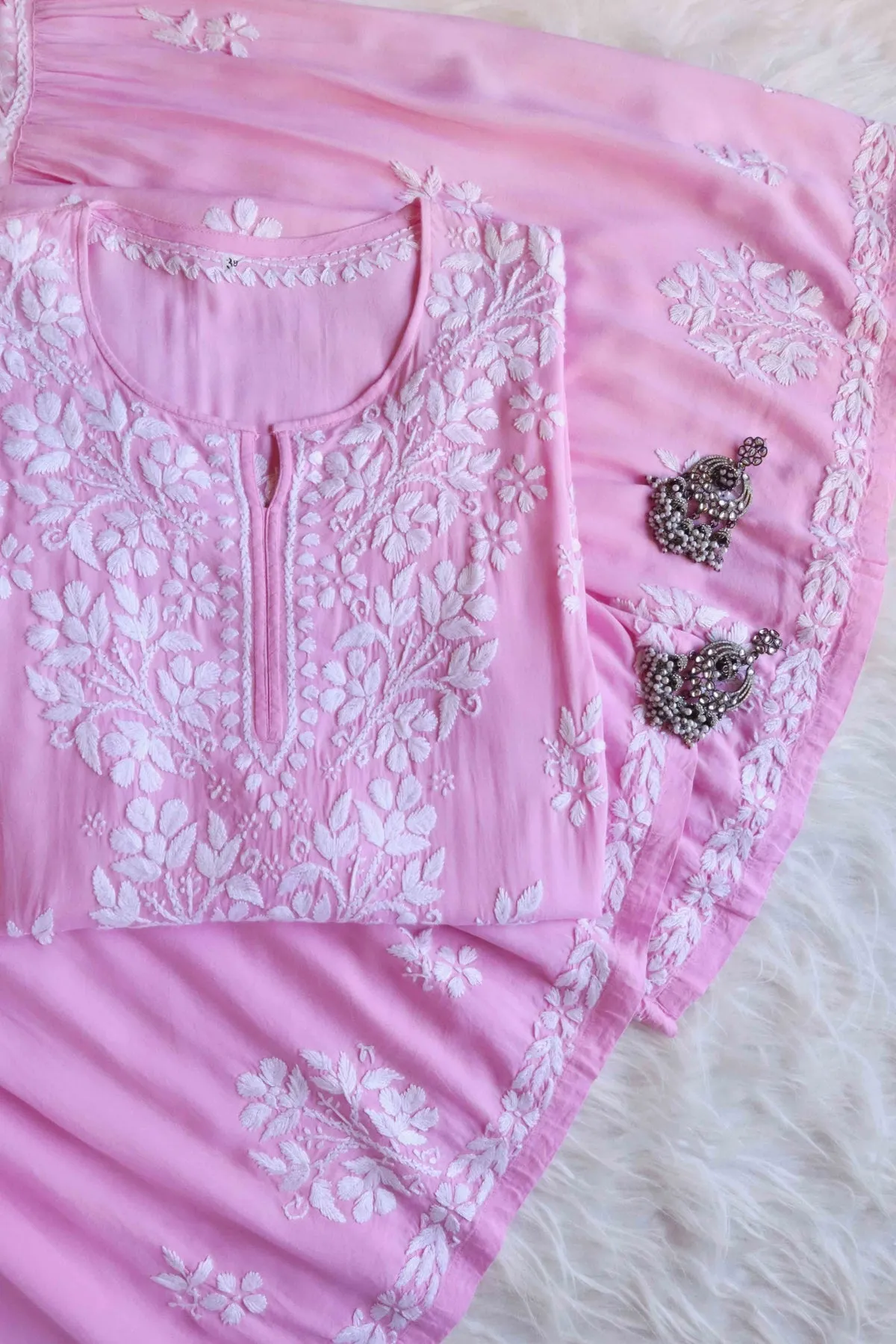 Ritu Pink Chikankari Gharara Set