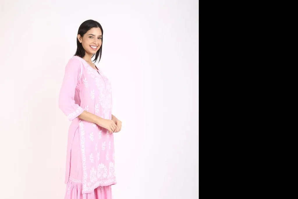 Ritu Pink Chikankari Gharara Set