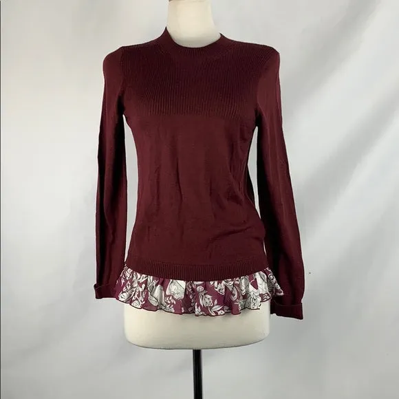 Roberto Cavalli Maroon with Floral Underlay