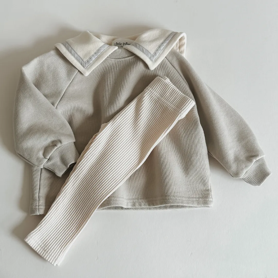 Sailor Top - Ivory   Grey Trim