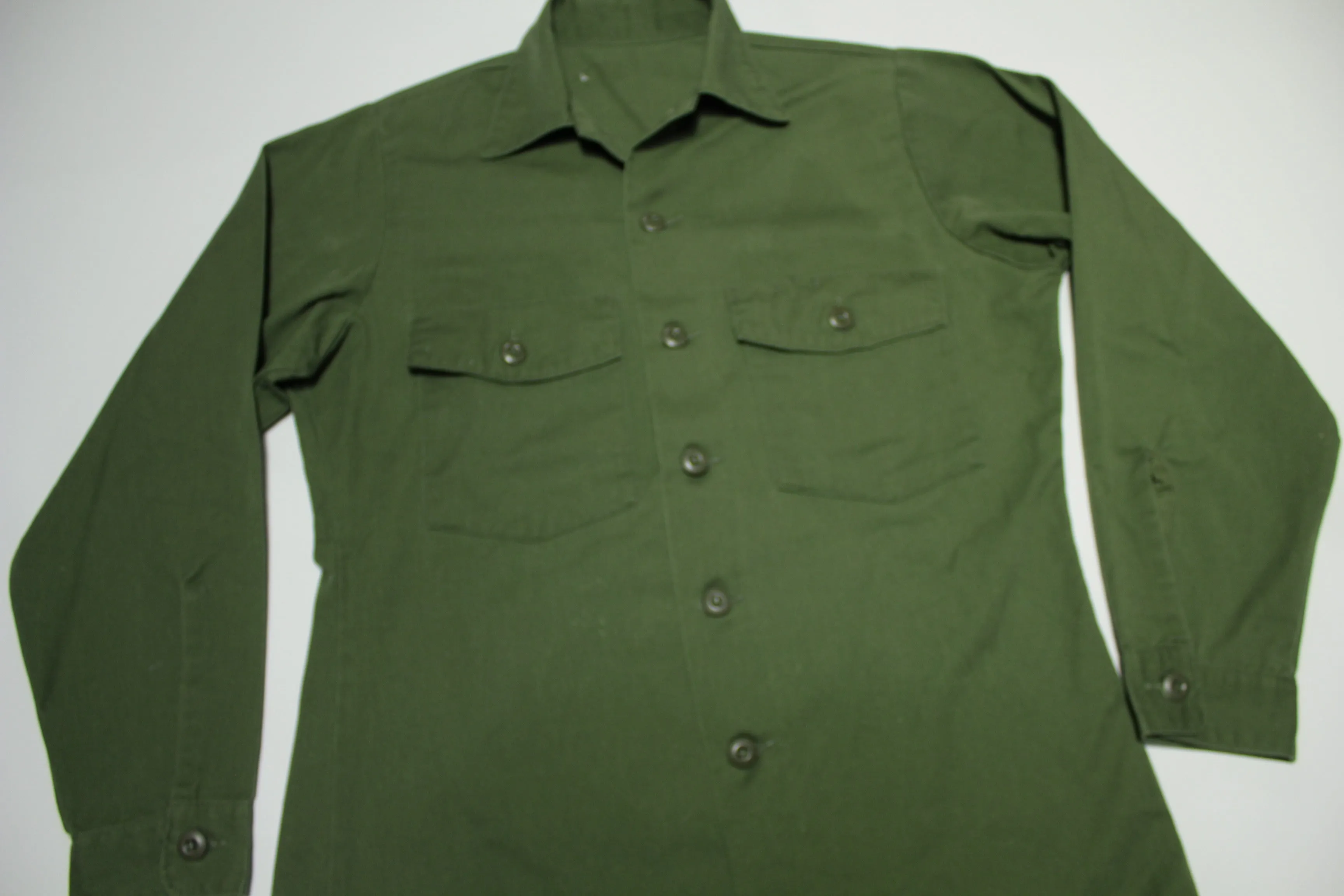 Shirt Utility Dura Press OG-507 DLA100 1978 Vintage 70s Military Army Issue Drab Olive Shirt