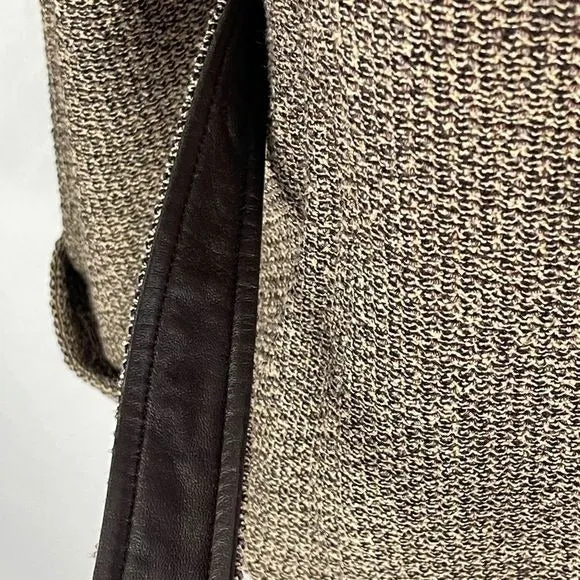 St JohnTan tweed knit blazer w/ leather lined belt