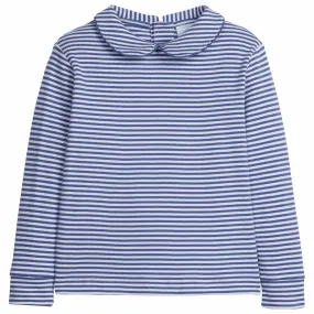 Striped Peter Pan Shirt - Gray Blue