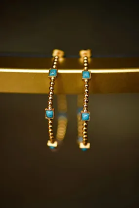 Tatum James Turquoise Square Stone Hoops