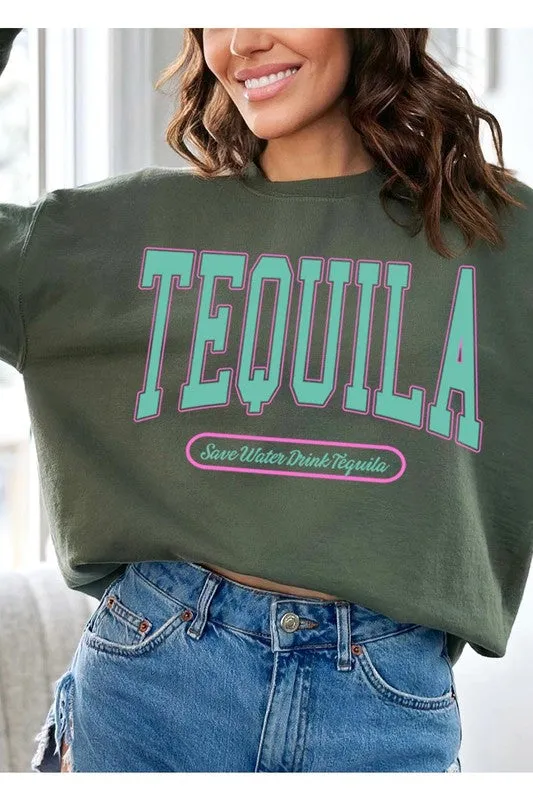 Tequila Drink Oversized Graphic Fleece Sweatshirts