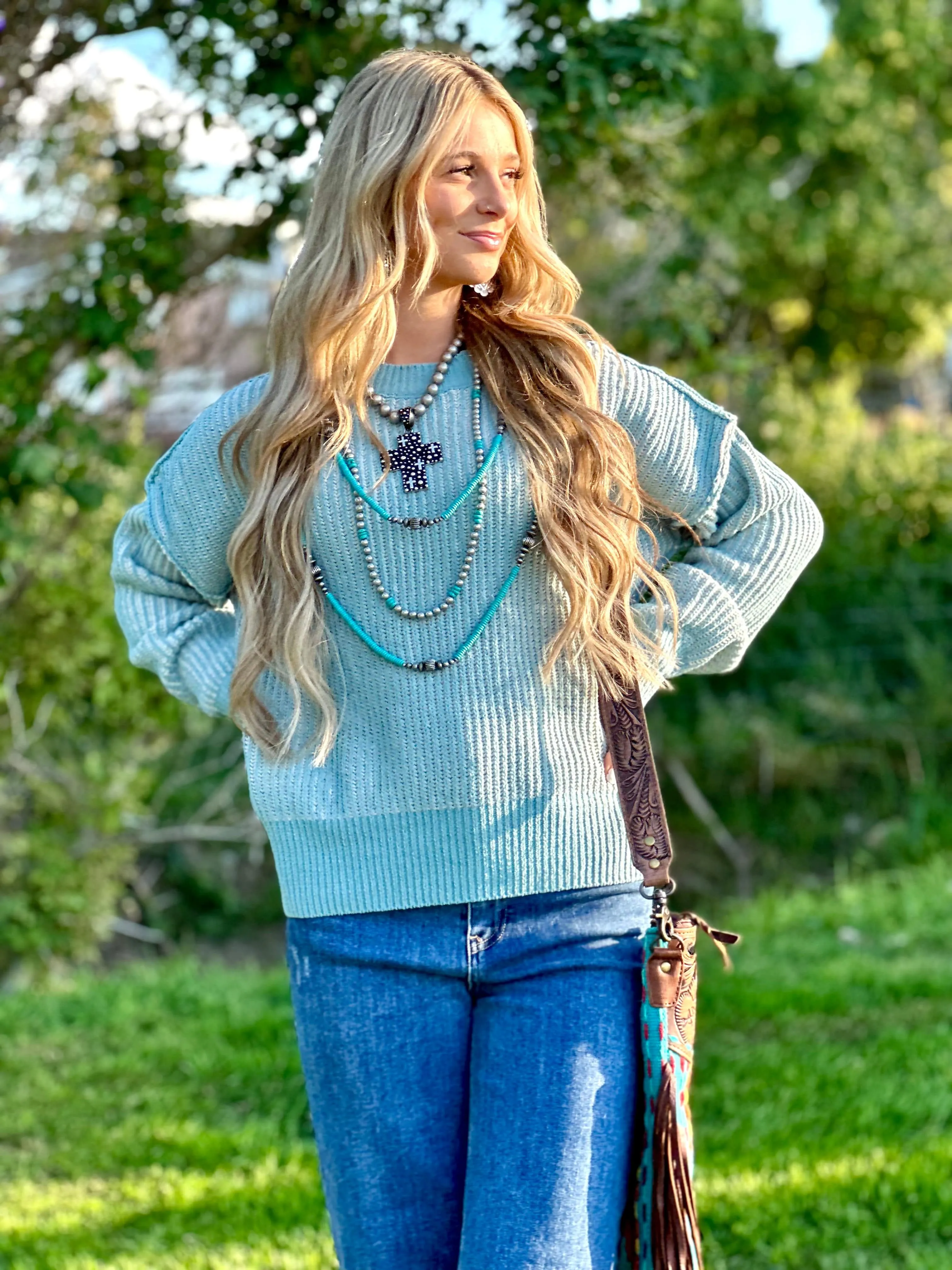 The Colors of Turquoise Fall Sweater