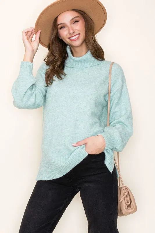 Turtleneck Balloon Sleeve Sweater