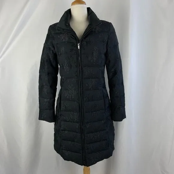 Vera WangBlack Brocade 3/4 Puffer Jacket