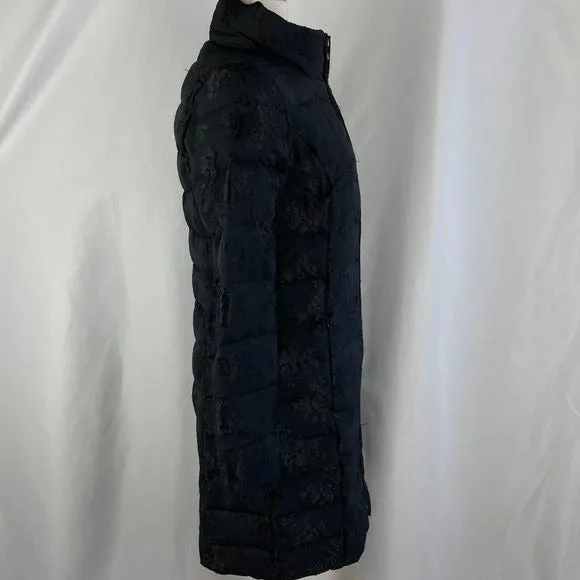 Vera WangBlack Brocade 3/4 Puffer Jacket