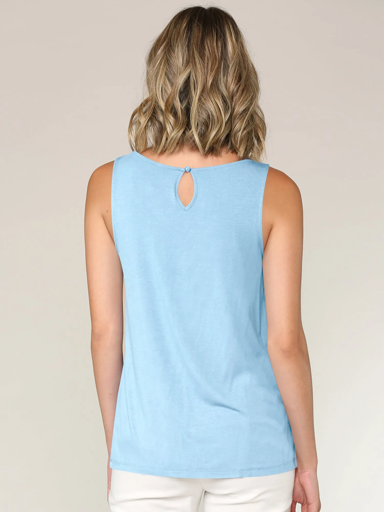 Women's Pleated Front Scoop Neck Shell Tank