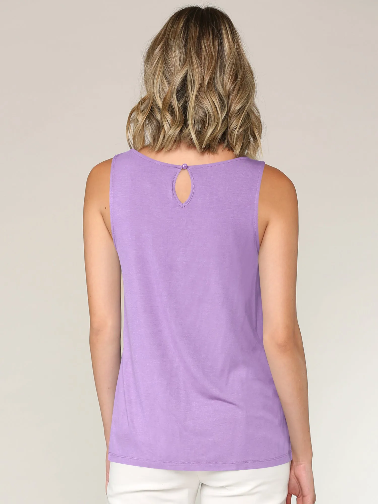 Women's Pleated Front Scoop Neck Shell Tank