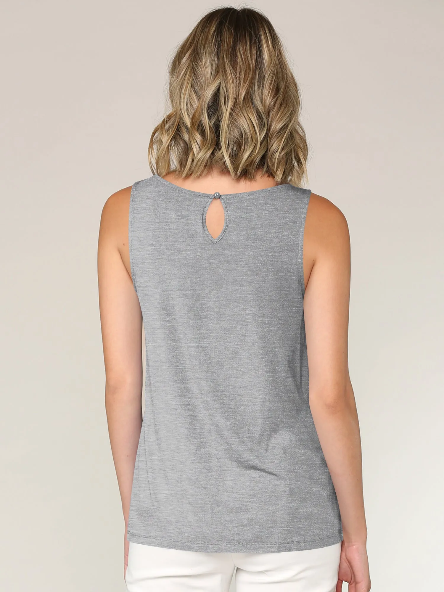 Women's Pleated Front Scoop Neck Shell Tank