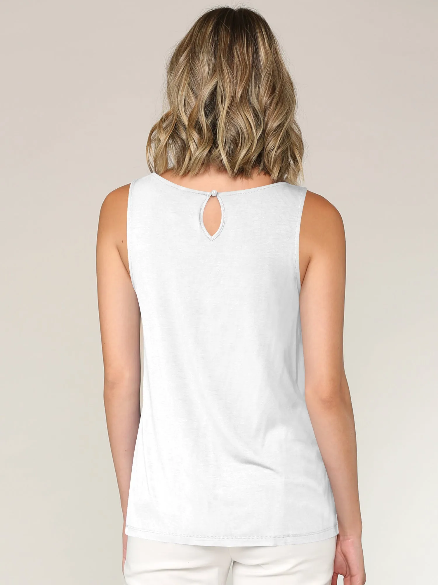 Women's Pleated Front Scoop Neck Shell Tank