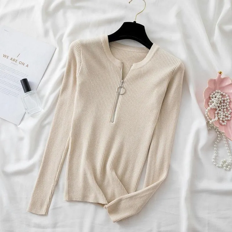 Zipper Mock Neck Sweater