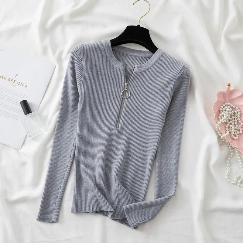 Zipper Mock Neck Sweater